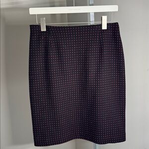 Ann Taylor Black and Red Patterned Pencil Skirt, S - 8, Lined, Like New